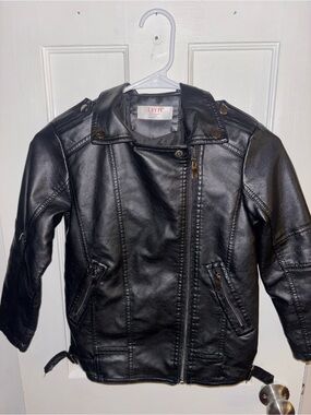Kids Black Faux Leather Motorcycle Jacket